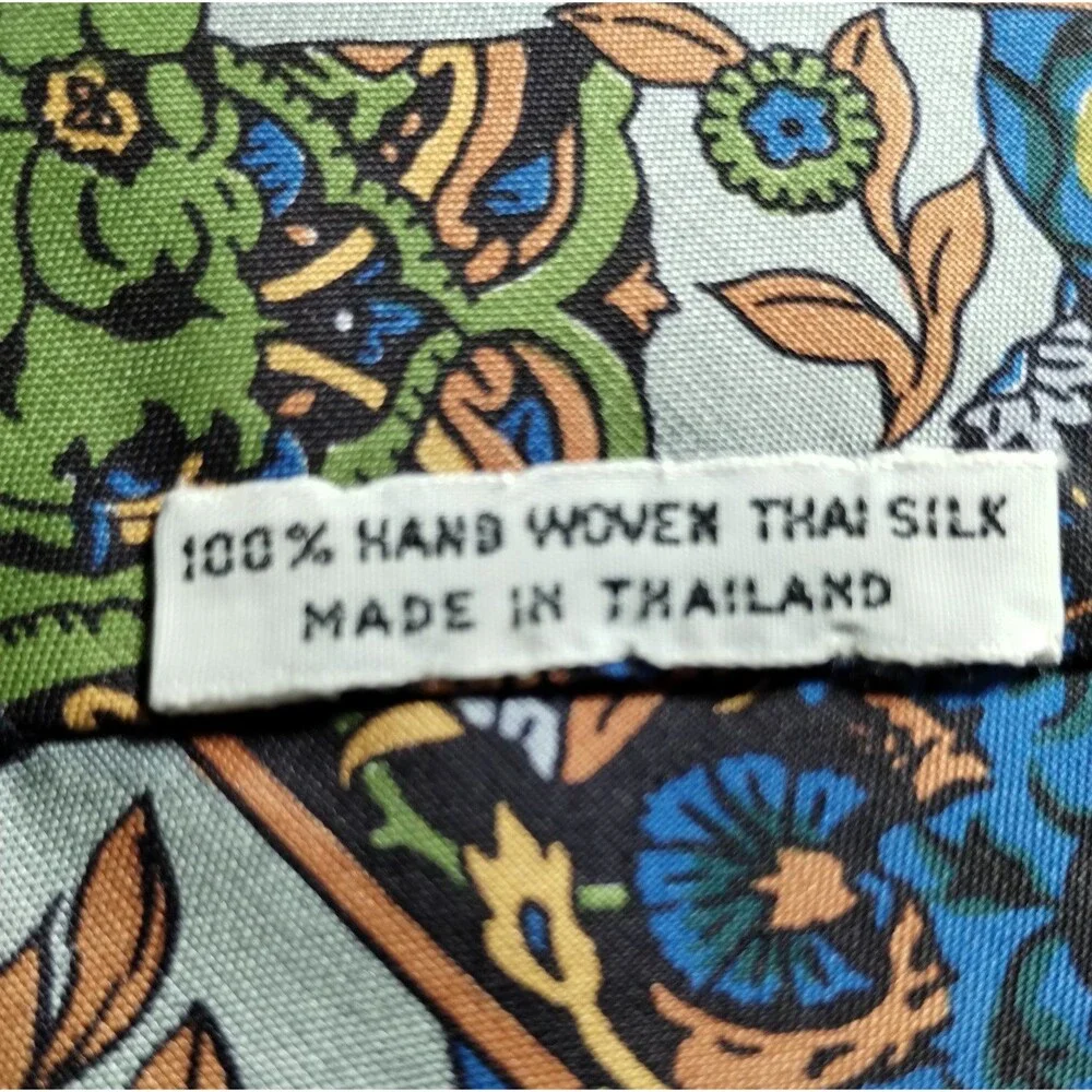 Shinawatra 100% Thai Silk Tie Hand Woven Made in Thailand Blue Green White NWT